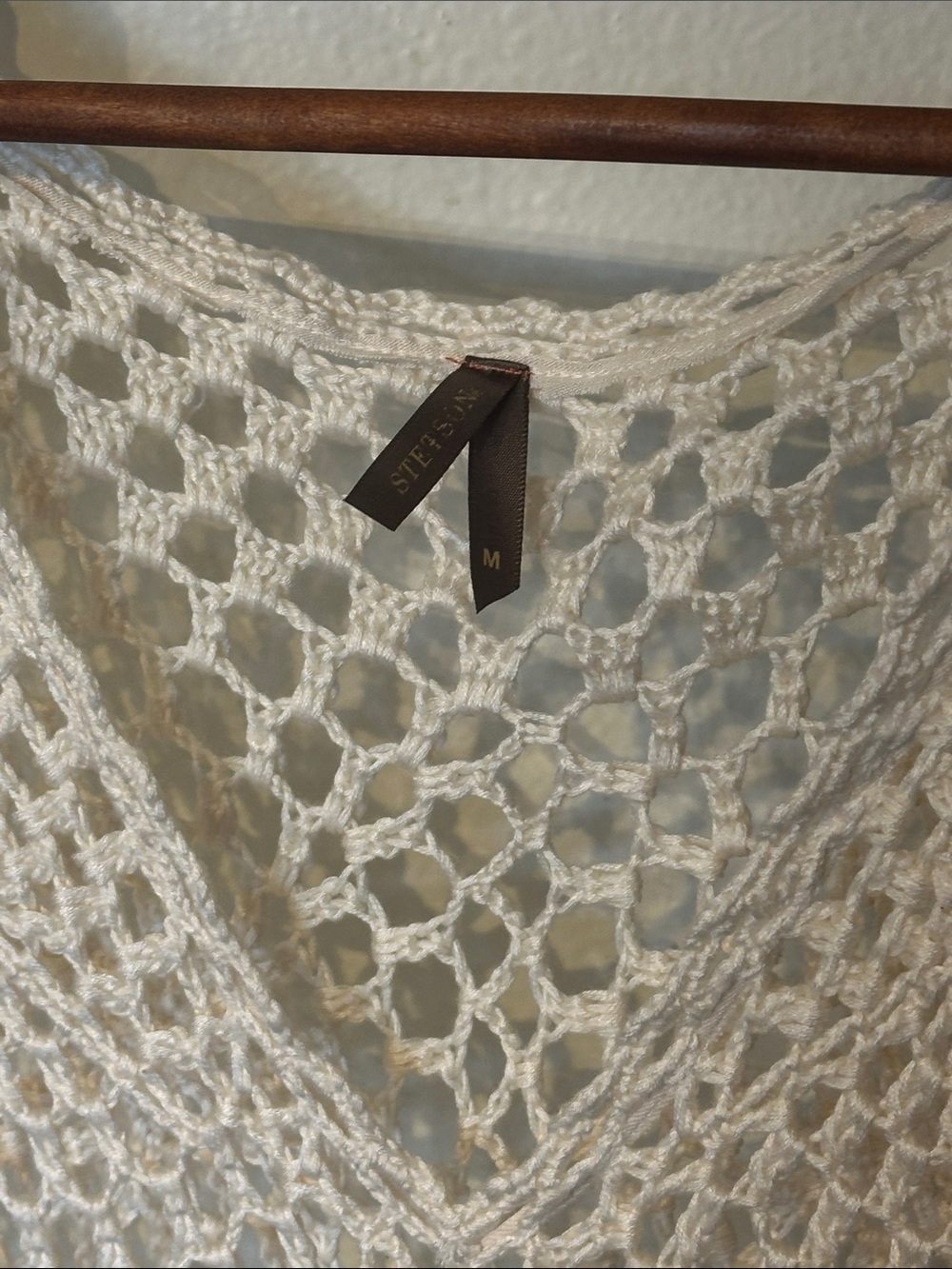 Knit Crochet V-Neck Cream western dress - Picture 3 of 3